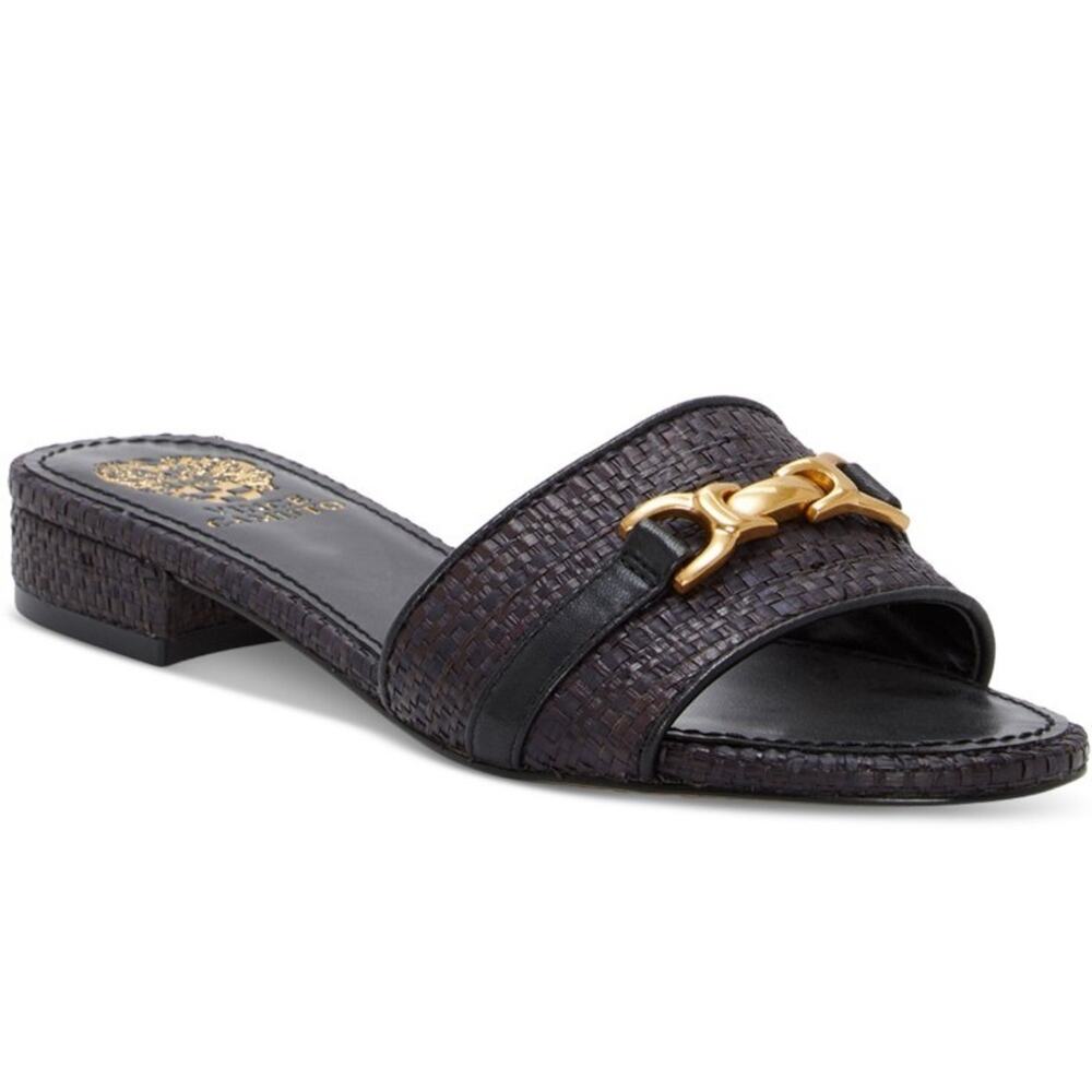 Vince Camuto Women's Maxine Horsebit Slide Sandals Black Size 11